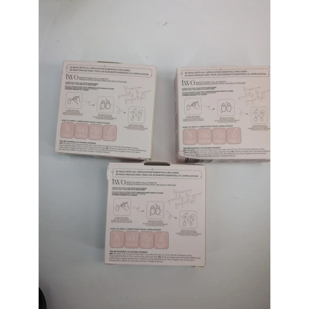NIB LOT 3 SHORT ALMOND🥰Celebritips Press On Nails Set Burgundy Raspberry Cherry